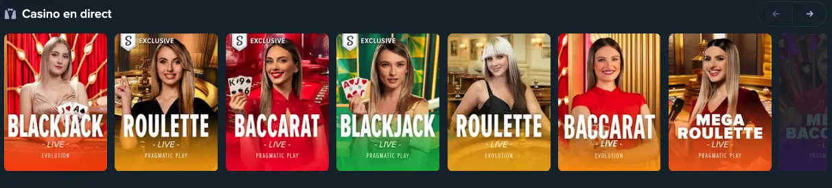 Casino en direct sur Stake avec jeux en temps réel et croupiers professionnels