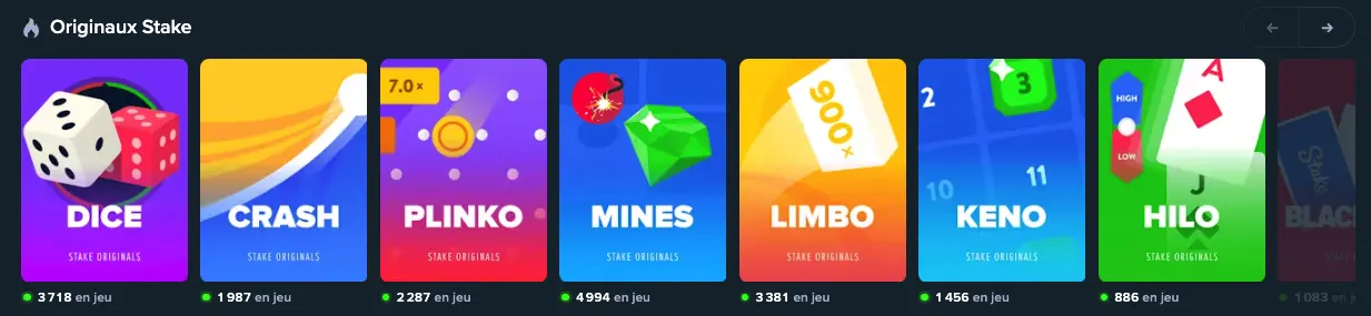 Jeux originaux et exclusifs proposés par Stake Casino